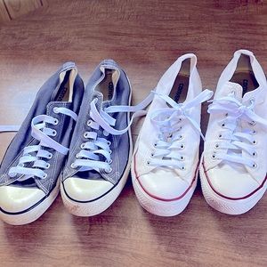 2 for 20! Mens low top Converse. White pair and a blue pair.